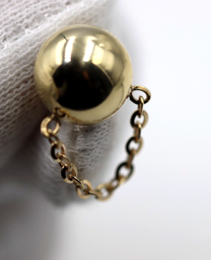 Genuine 9ct 9k 375 Yellow, Rose or White Gold 375 Half Ball 10mm Stud Plain Ball + Chain Earring