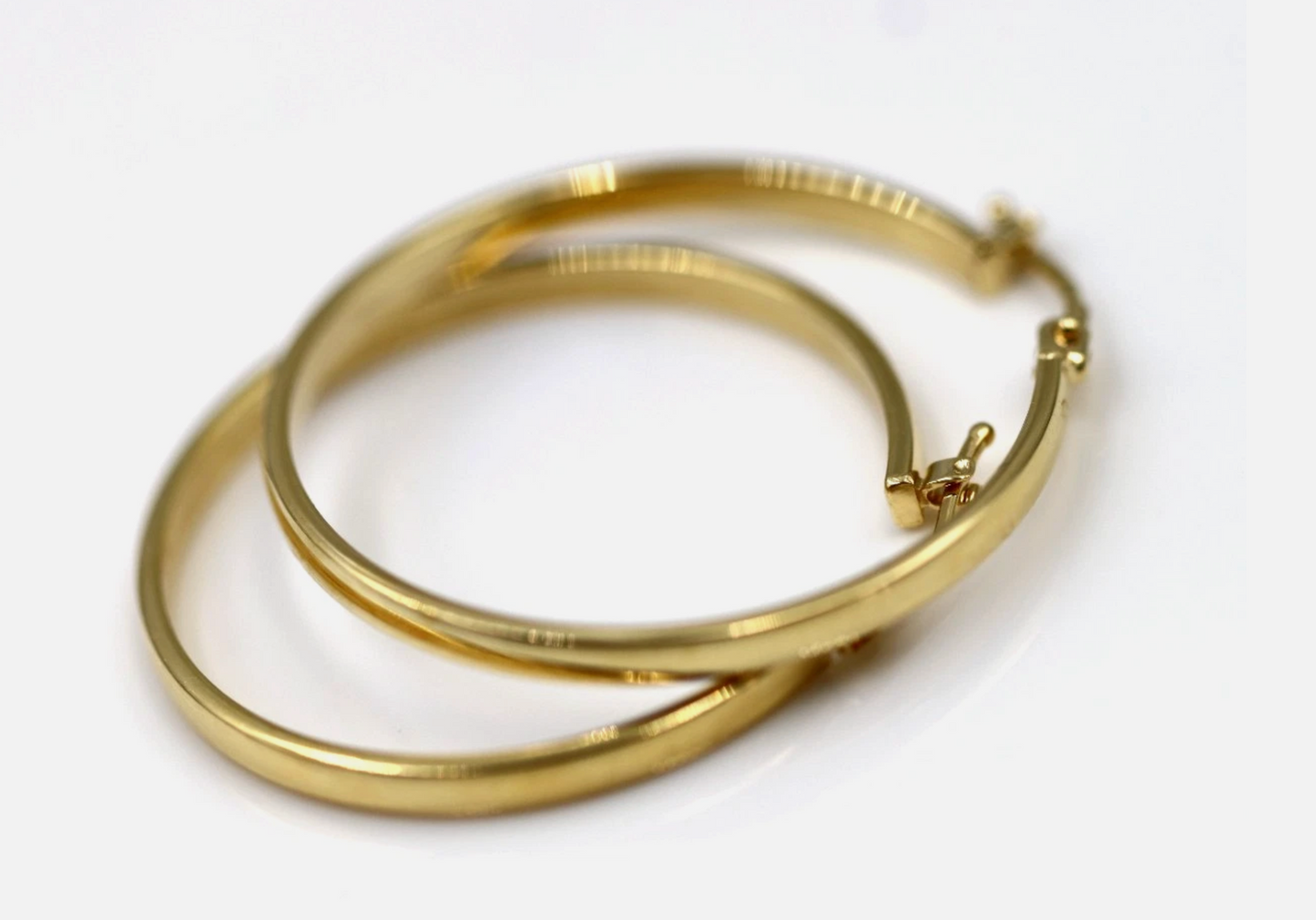 Genuine 18ct 18k 750 Large Hollow Hoops 31mm Earrings