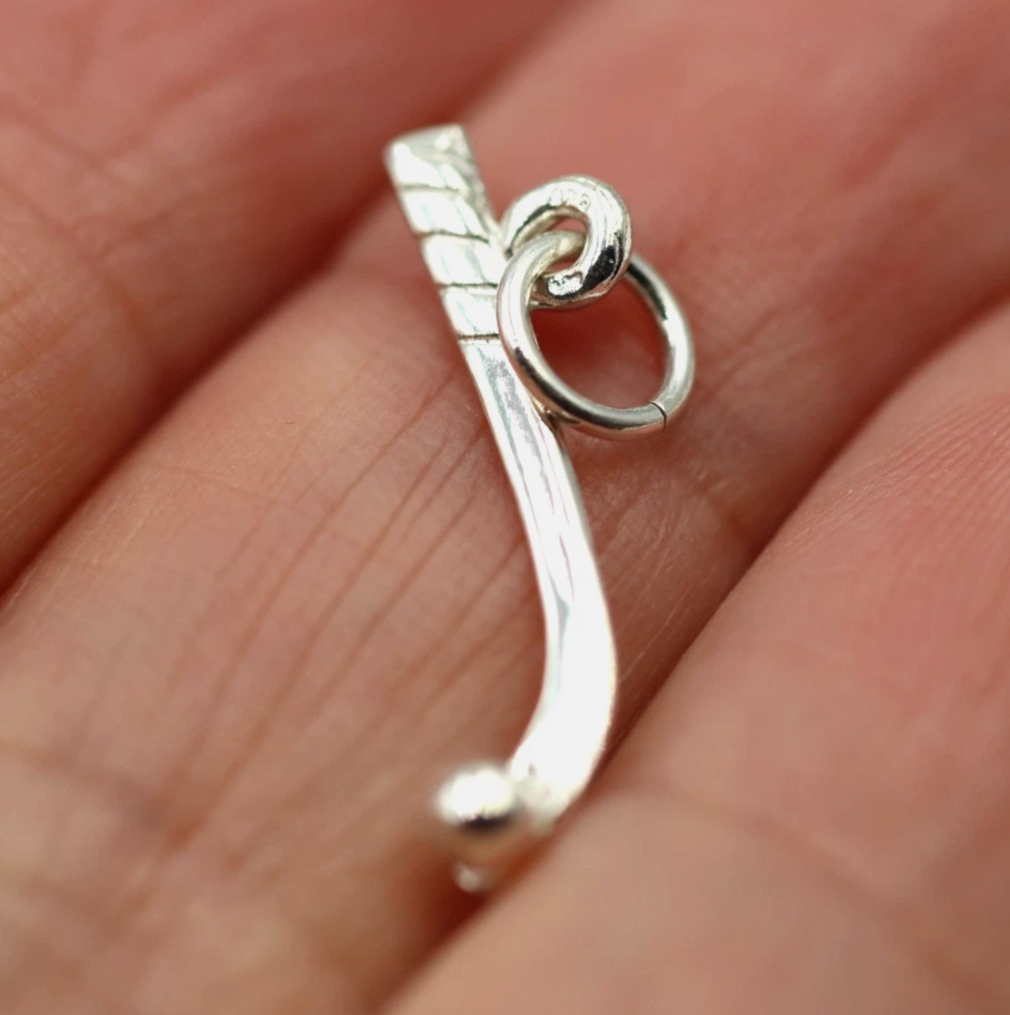 Sterling Silver 925 Hockey Stick + Ball Team Sports Charm Pendant
