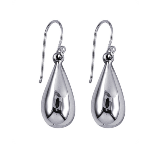 Genuine Sterling Silver 925 Teardrop Tear Drop Hook Plain Earrings