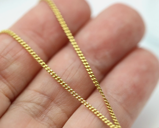 Genuine 18ct 18k 750 Yellow Gold Curb Kerb Chain 45cm Necklace 47.5cm