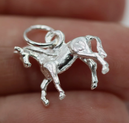 Genuine Sterling Silver 925 3D Horse Pendant Charm