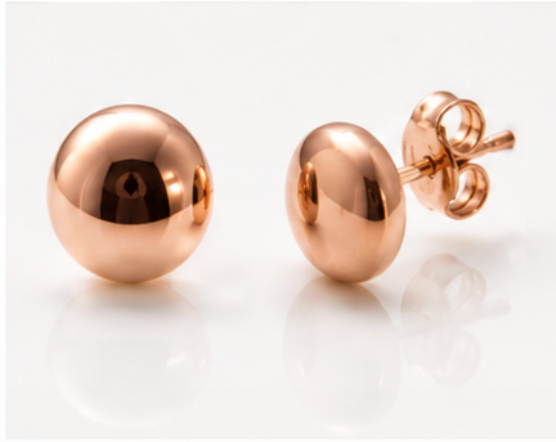 Kaedesigns Genuine 9ct 9k 375 Yellow OR Rose Gold 5mm Flat Stud Ball Earrings