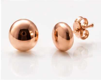 Kaedesigns Genuine 9ct 9k 375 Yellow OR Rose Gold 5mm Flat Stud Ball Earrings