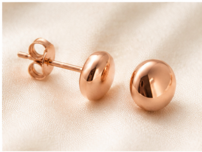 Kaedesigns Genuine 9ct 9k 375 Yellow OR Rose Gold 5mm Flat Stud Ball Earrings