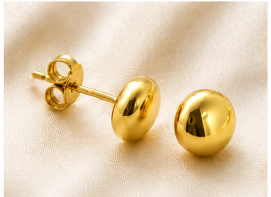 Kaedesigns Genuine 9ct 9k Yellow OR Rose Gold 5mm Flat Stud Ball Earrings