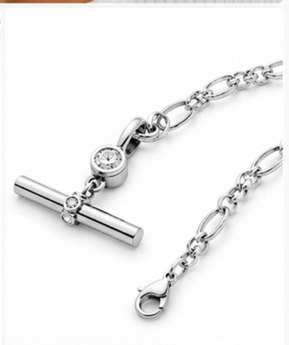 Genuine 9ct 9k 375 White Gold Belcher Chain Necklace plus Lab Grown Diamond T-Bar