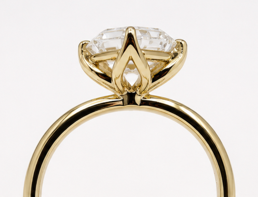 Genuine 18ct 750 Solid Yellow Gold Asscher 3.07ct D VVS1 Lab Grown Diamond Ring