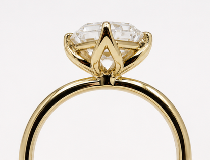 Genuine 18ct 750 Solid Yellow Gold Asscher 3.07ct D VVS1 Lab Grown Diamond Ring