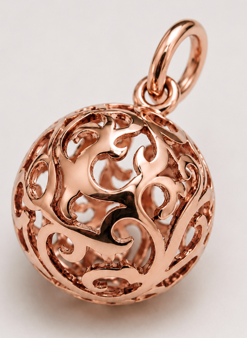 Kaedesigns Heavy 9ct Rose, Yellow Or White Gold 18mm Filigree Ball Pendant