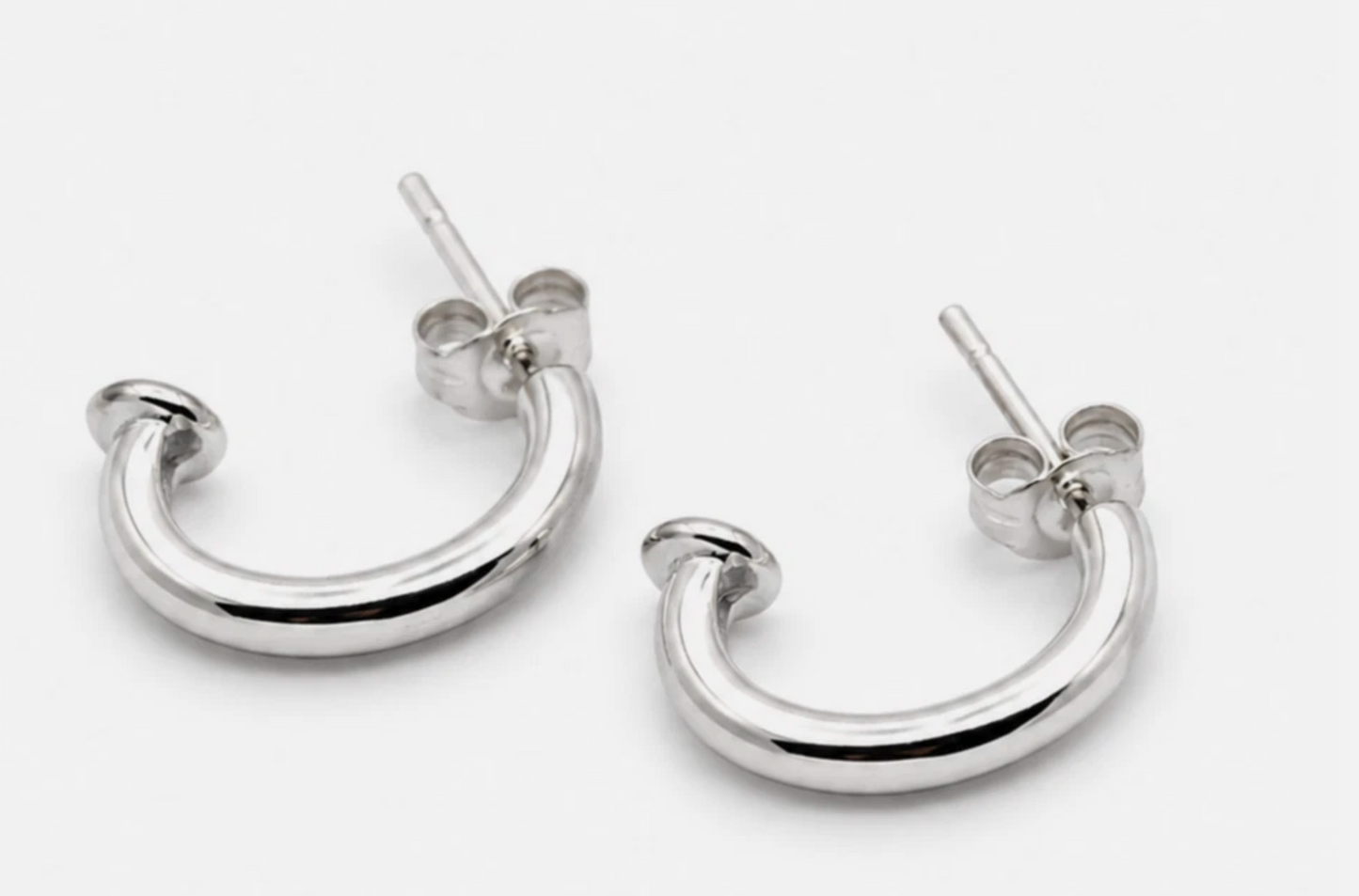 Genuine Sterling Silver 925 C Stud Earrings Butterfly Backs