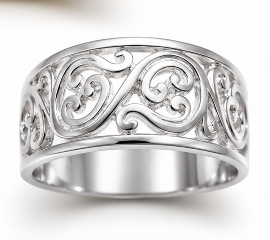 Kaedesigns, Genuine Sterling Silver 925 Filigree Swirl Ring * Choose your size