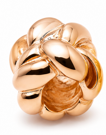 Genuine 9ct 9k 375 Yellow, Rose or White Gold or Silver 3D Weave Bead for Bracelet or Necklace