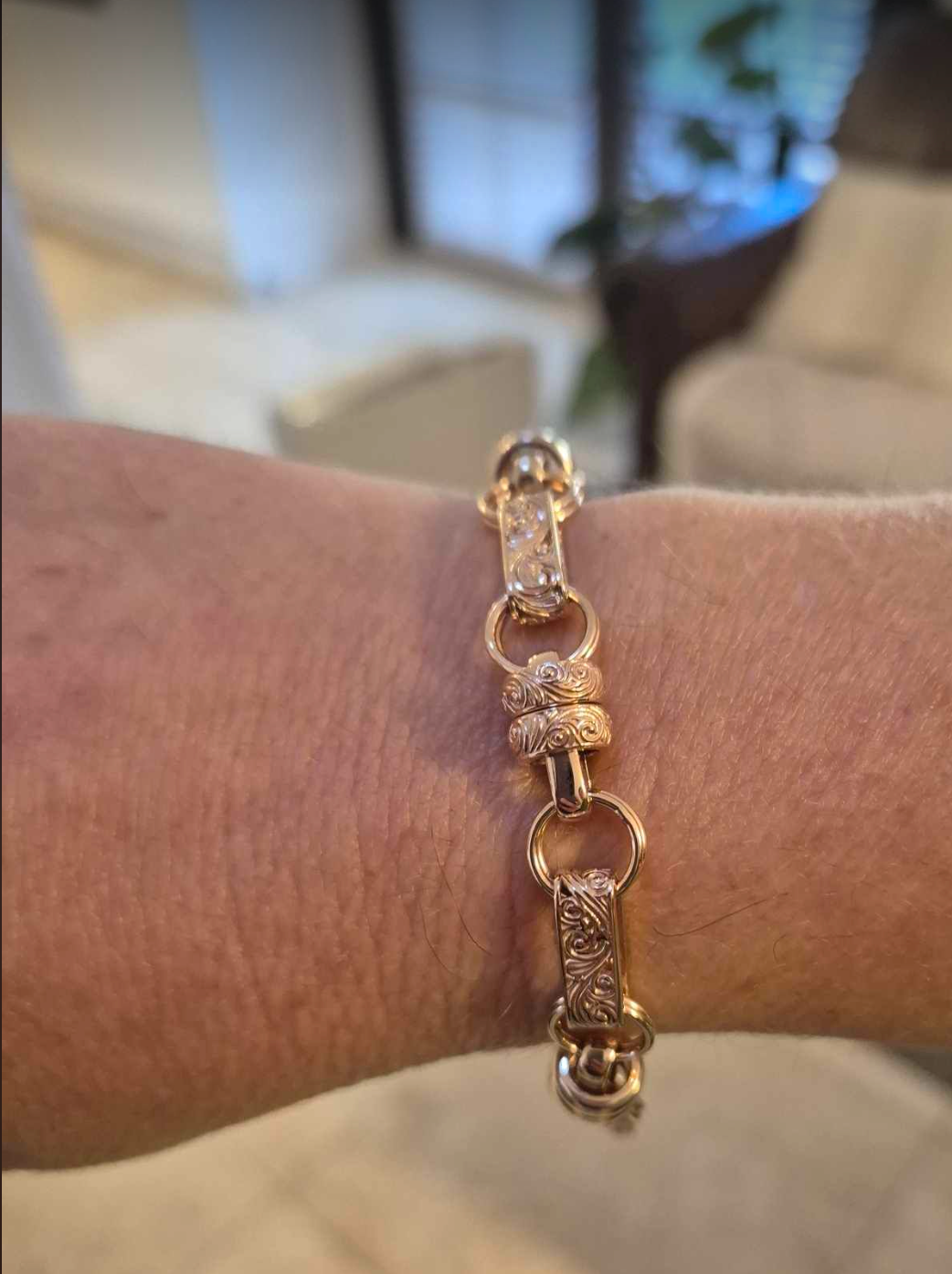 Heavy Genuine 9ct 9k 375 Yellow, Rose or White Gold Solid Belcher Filigree Antique Bracelet