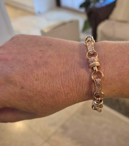 Heavy Genuine 9ct 9k 375 Yellow, Rose or White Gold Solid Belcher Filigree Antique Bracelet