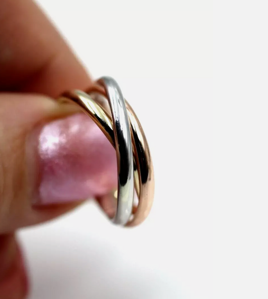 Size Q 2.3mm 9ct Yellow, White, Rose Gold Russian Wedding Ring Bands