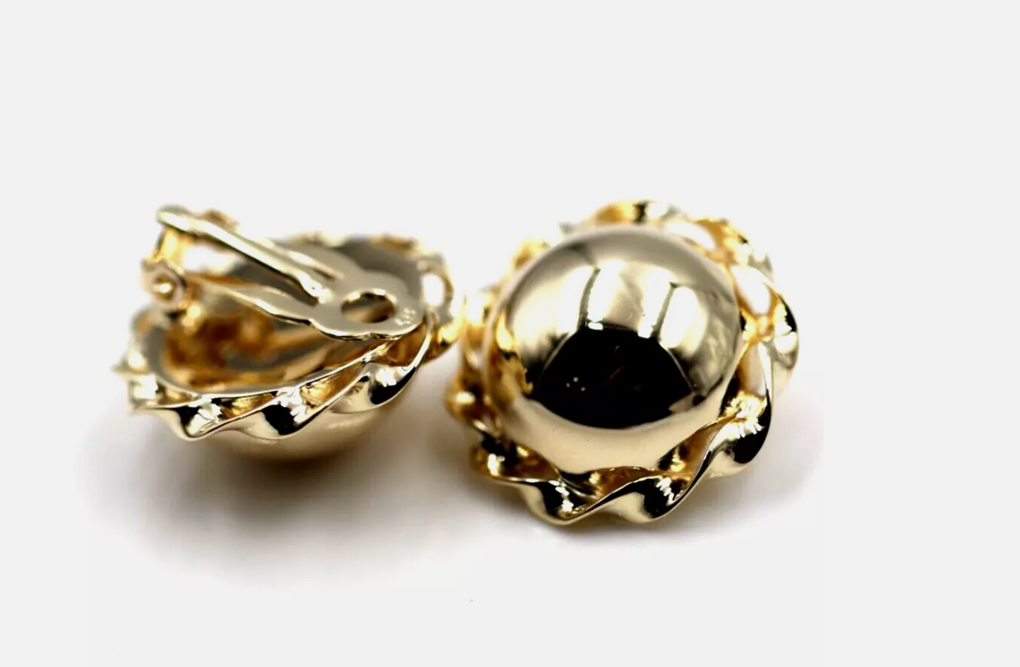 Kaedesigns Genuine 9ct 9k 375 Yellow, Rose Or White Gold Clip On 16mm Half Ball Earrings