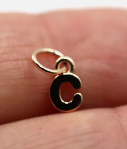 Genuine 9ct 9kt Genuine Very Small, Tiny Solid Yellow, Rose or White Gold Initial Pendant Charm C