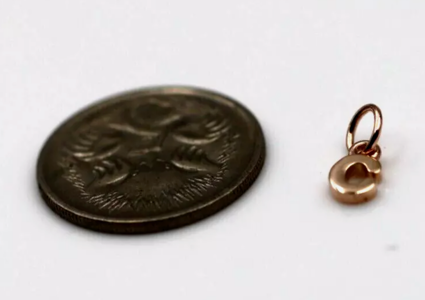 Genuine 9ct 9kt Genuine Very Small, Tiny Solid Yellow, Rose or White Gold Initial Pendant Charm C