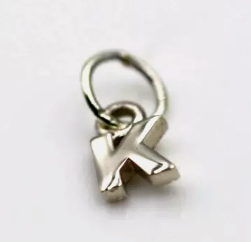 Genuine 9ct 9kt Genuine Tiny Very Small Yellow, Rose or White Gold Initial Pendant Charm K