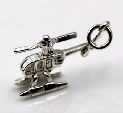 Genuine Sterling Silver 925 Helicopter Chopper Charm or Pendant