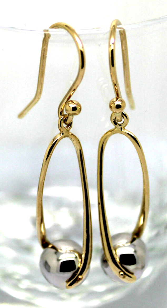 Kaedesigns Genuine 9ct 9kt 375 Yellow & White Gold 8mm Ball Drop Earrings