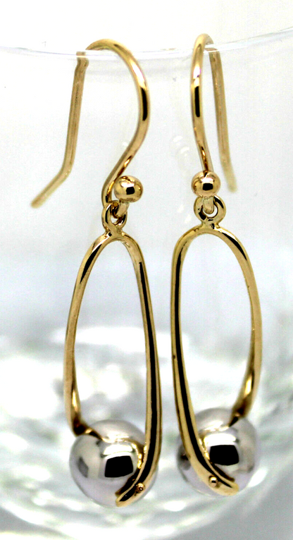 Kaedesigns Genuine 9ct 9kt 375 Yellow & White Gold 8mm Ball Drop Earrings