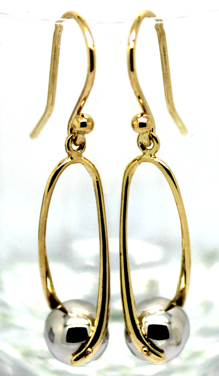 Kaedesigns Genuine 9ct 9kt 375 Yellow & White Gold 8mm Ball Drop Earrings