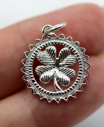 Genuine Sterling Silver 925 or Yellow or Rose Gold Plated Four Leaf Clover Pendant