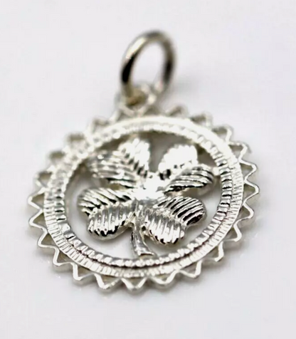 Genuine Sterling Silver 925 or Yellow or Rose Gold Plated Four Leaf Clover Pendant