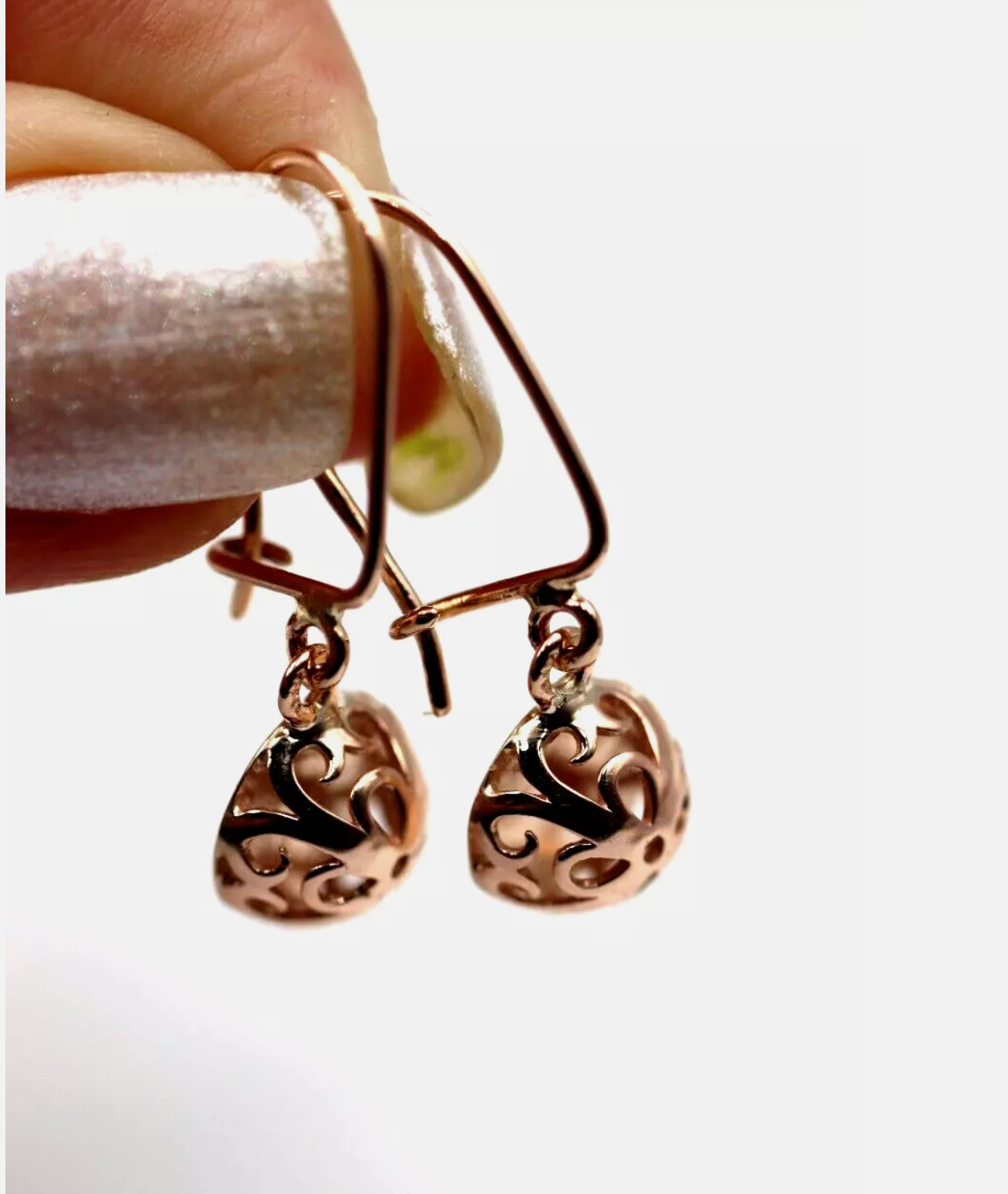 Kaedesigns 9ct 9k Solid Yellow, Rose or White Gold Half Ball Filigree Earrings