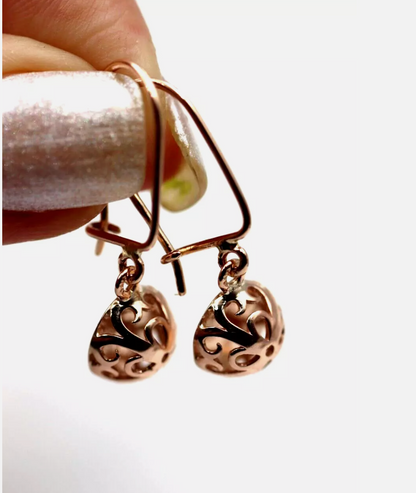 Kaedesigns 9ct 9k Solid Yellow, Rose or White Gold Half Ball Filigree Earrings