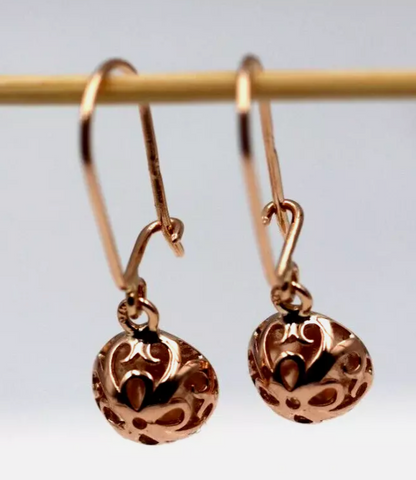 Kaedesigns 9ct 9k Solid Yellow, Rose or White Gold Half Ball Filigree Earrings