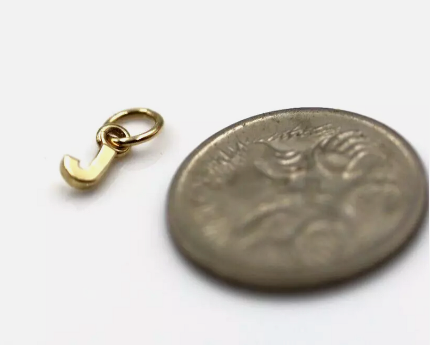 Genuine 9ct 9kt Genuine Solid Tiny Very Small Yellow, Rose or White  Gold Initial Pendant Charm J