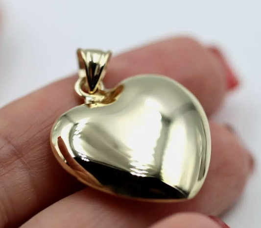 Kaedesigns, Genuine New 9ct 9kt Medium Flat Bubble Yellow, Rose or White Gold Heart Pendant