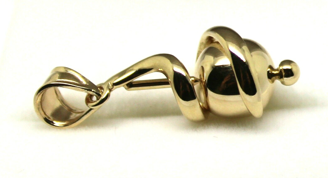 Genuine 9ct 9kt 375 Yellow, Rose or White  Gold 8mm Swirl Ball Pendant