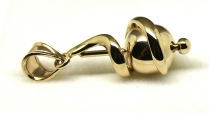 Genuine 9ct 9kt 375 Yellow, Rose or White  Gold 8mm Swirl Ball Pendant