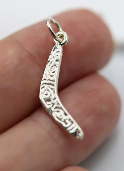 Sterling Silver 925 Boomerang Charm Pendant + jump ring