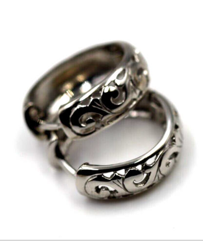 Kaedesigns Genuine 9ct 9k 375 Solid Yellow, Rose or White Gold Hoop Filigree Huggies Earrings