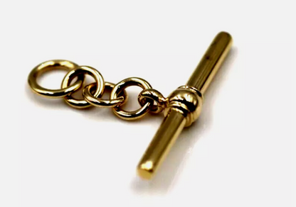 Genuine 9ct 9k 375 Yellow, Rose or White Gold 28mm T Bar T-Bar for Albert For Chain Necklace