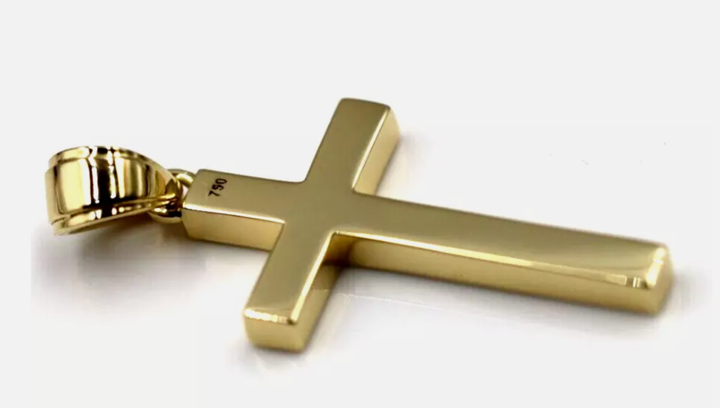 Genuine Solid 18ct 18K Yellow, Rose or White Gold Cross Pendant