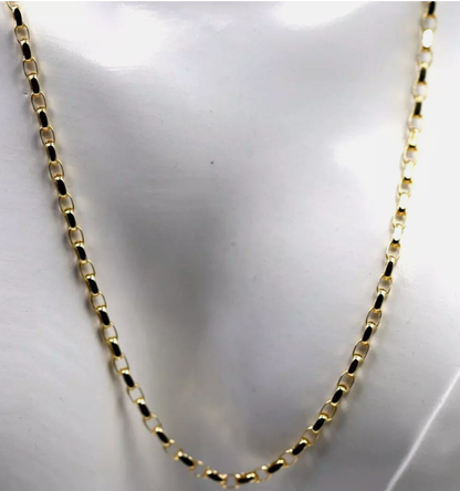 Genuine 60cm long 9ct Yellow Gold Oval Belcher Diamond Cut Necklace