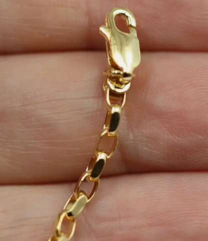 Genuine 60cm long 9ct Yellow Gold Oval Belcher Diamond Cut Necklace