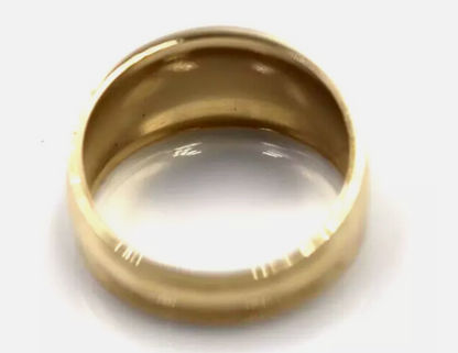 Genuine 9ct 9K Yellow, Rose or White Gold Ridged Dome Ring 10mm - Choose your size