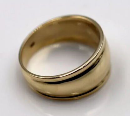 Genuine 9ct 9K Yellow, Rose or White Gold Ridged Dome Ring 10mm - Choose your size