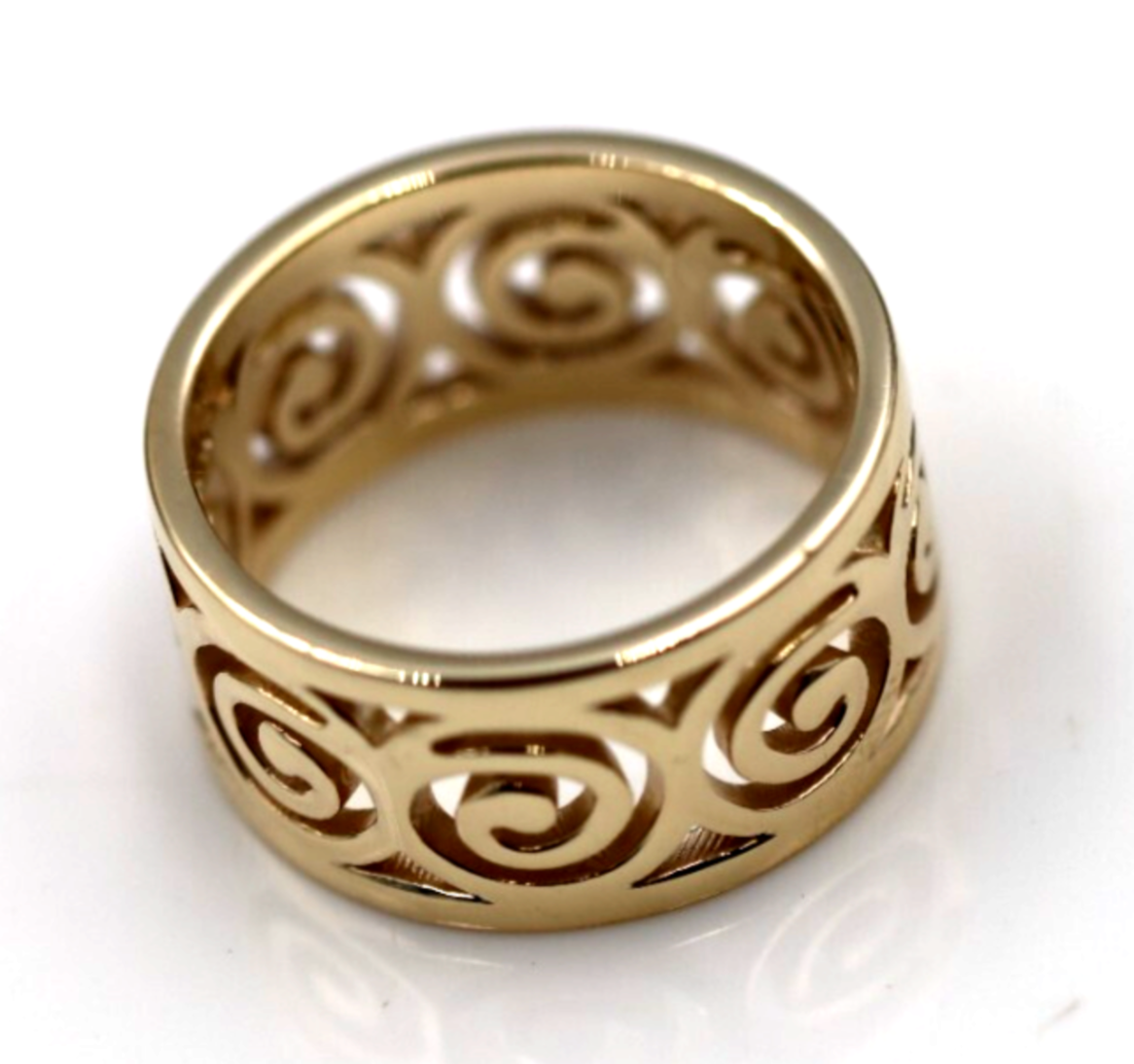Size O 1/2 or 7.25 - 10mm Wide Solid Genuine 9ct 9k Yellow, Rose or White Gold Swirl Surf Wave Ring