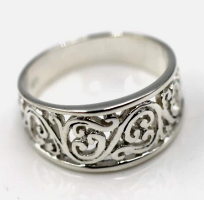 Kaedesigns, New Genuine Sterling Silver 925 Filigree Swirl Ring * Choose your size