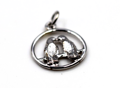 Genuine 9ct Yellow or Rose or White Gold or Silver Lovebirds Love Birds Pendant