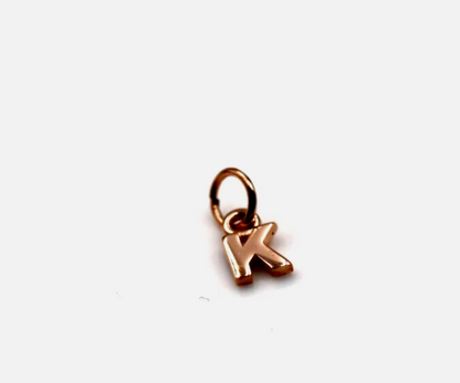 Genuine 9ct 9kt Genuine Tiny Very Small Yellow, Rose or White Gold Initial Pendant Charm K