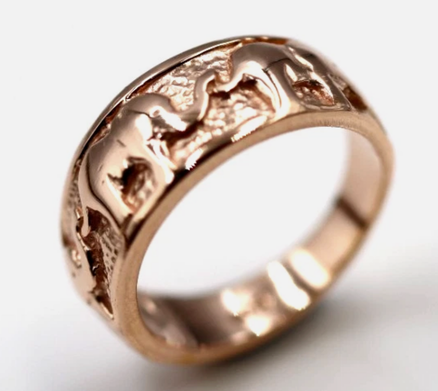 Size K Genuine 9ct 9kt 375 Full Solid Yellow, Rose or White Gold Lucky Elephant Ring 209
